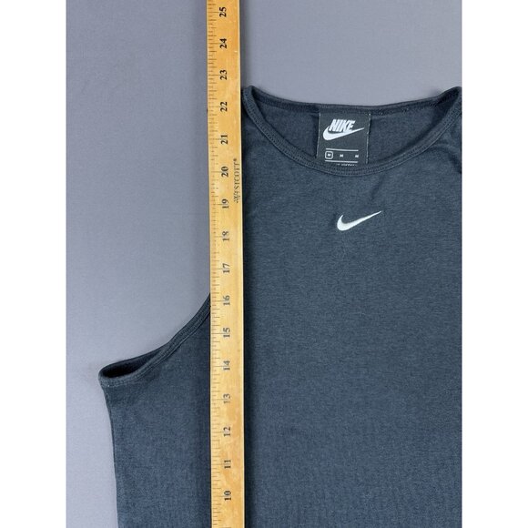Nike Middle Swoosh Black Tank Top Medium Womens Gym Yoga Run Workout Sports - Picture 4 of 4